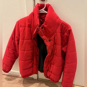 Boohoo Cropped Red Puffer